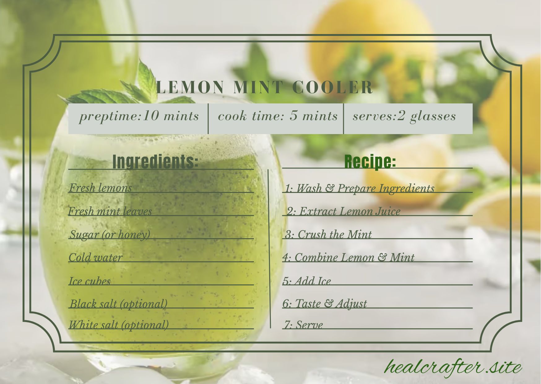 Lemon Mint Cooler Recipe For a Cool Energy Boost